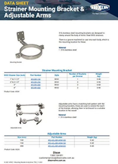 Strainer Mounting Bracket & Adjustable Arms